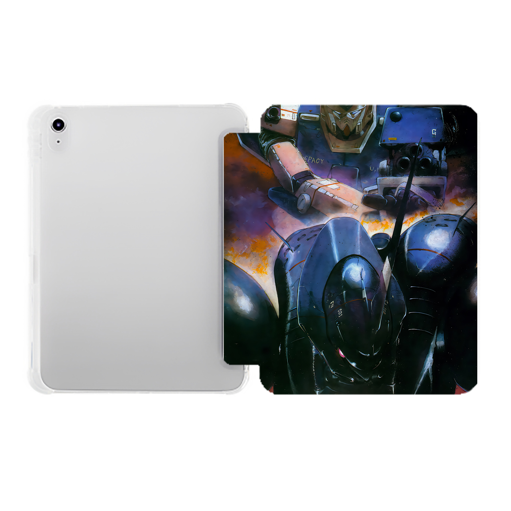 （画像用） 機動戦士ガンダム Mobile Suit Gundam IPad ケース ペン収納付き 三つ折りスタンド PUレザー×シリコン 対応機種9.5/10.5/10.9インチ